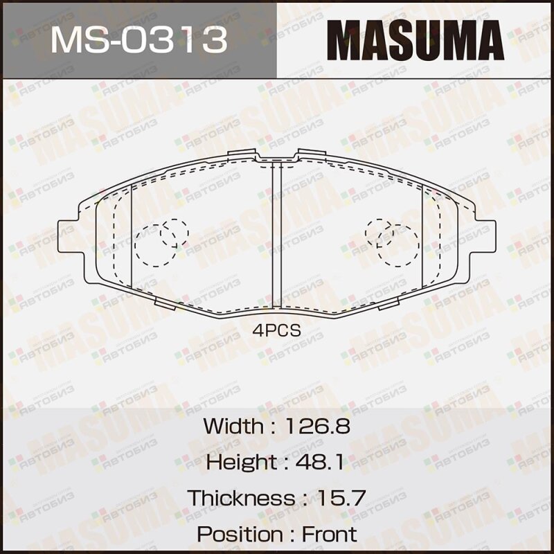 КОЛОДКИ ДИСКОВЫЕ MASUMA DAEWOO/MATIZ/V800 V1000 F MASUMA MS0313