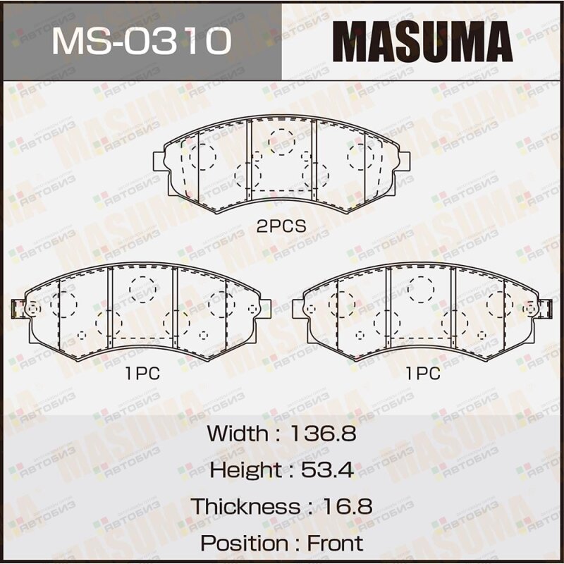 Колодки дисковые MASUMA PN2245 front (1/12) MASUMA MS0310