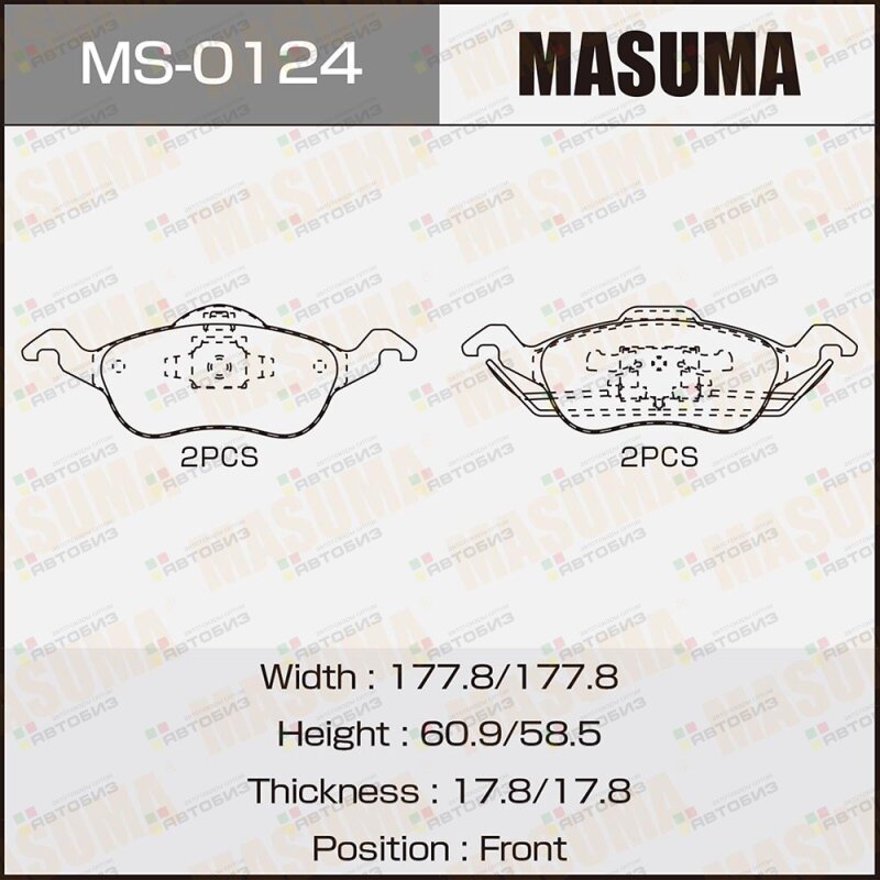 КОЛОДКИ ДИСКОВЫЕ MASUMA FORD/FOCUS/V1400 V1600 V MASUMA MS0124