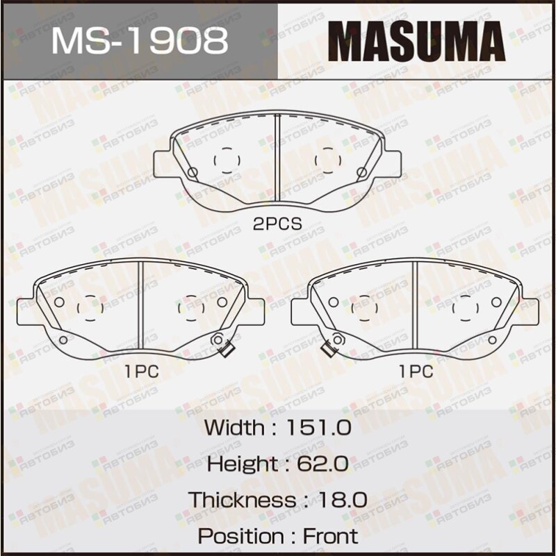 Колодки тормозные дисковые MASUMA MS1908