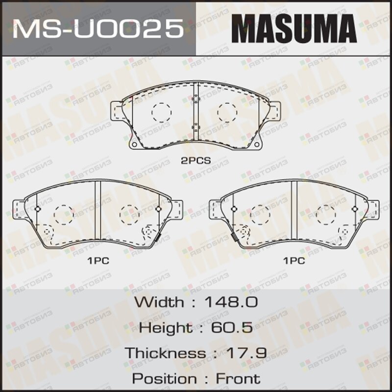 Колодки торм пер MASUMA MSU0025