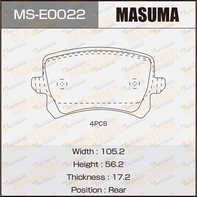 MS-E0022 / MSE0022 / КОЛОДКИ ДИСКОВЫЕ MASUMA PASSA MASUMA MSE0022