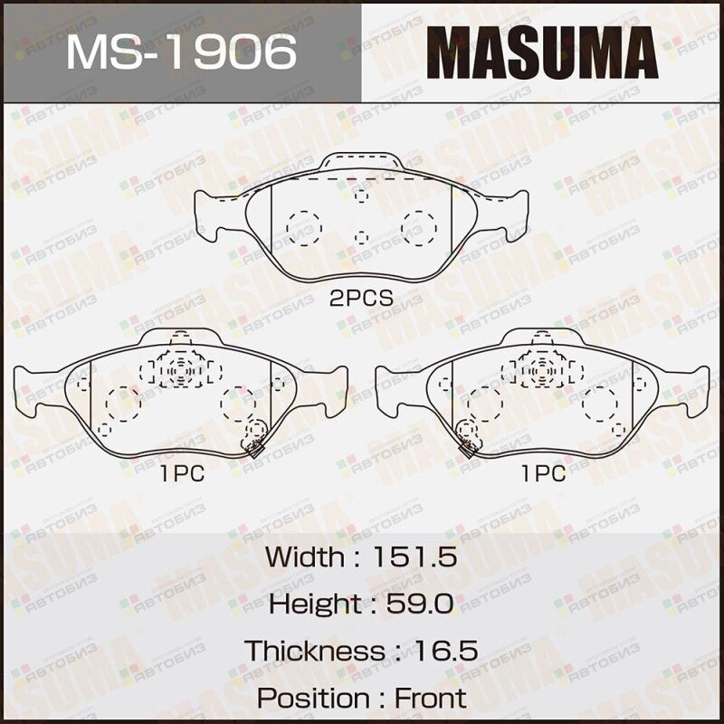 Колодки тормпер MASUMA MS1906