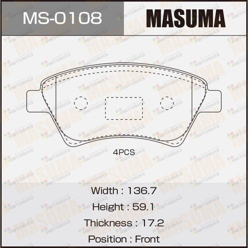 Колодки дисковые MASUMA AN-4098K P68034 front (1/12) MASUMA MS0108