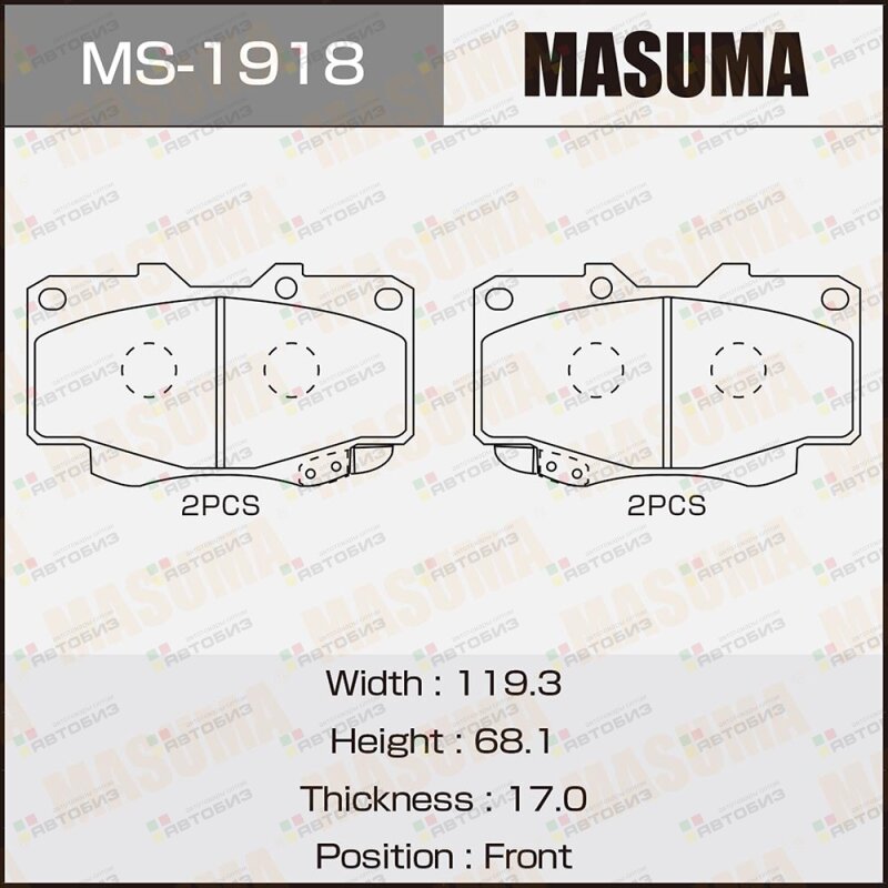 Колодки тормпер MASUMA MS1918