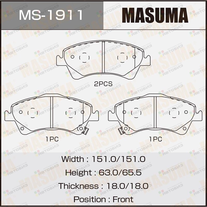 Колодки тормпер MASUMA MS1911