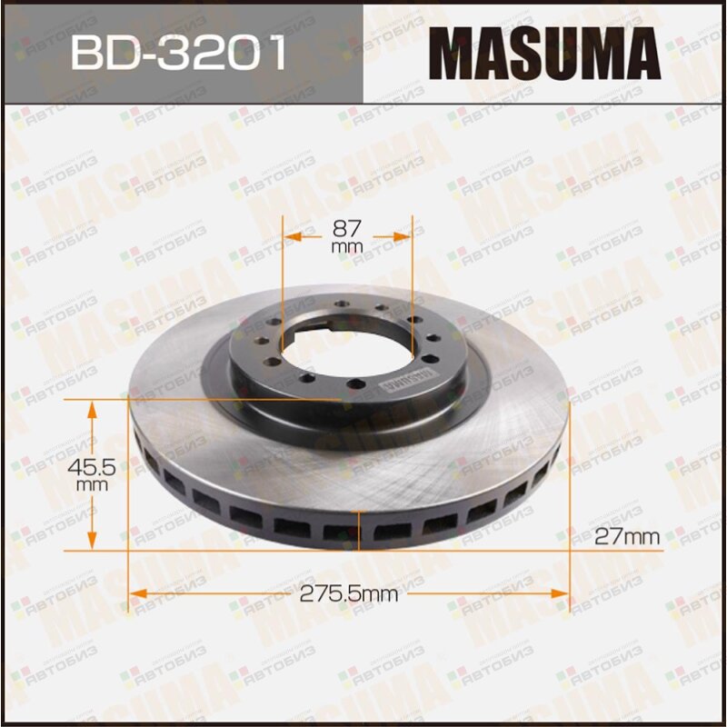 Диск тормозной MASUMA front MITSUBISHI PAJERO MONTERO / V45W 90-04 [уп2] MASUMA BD3201