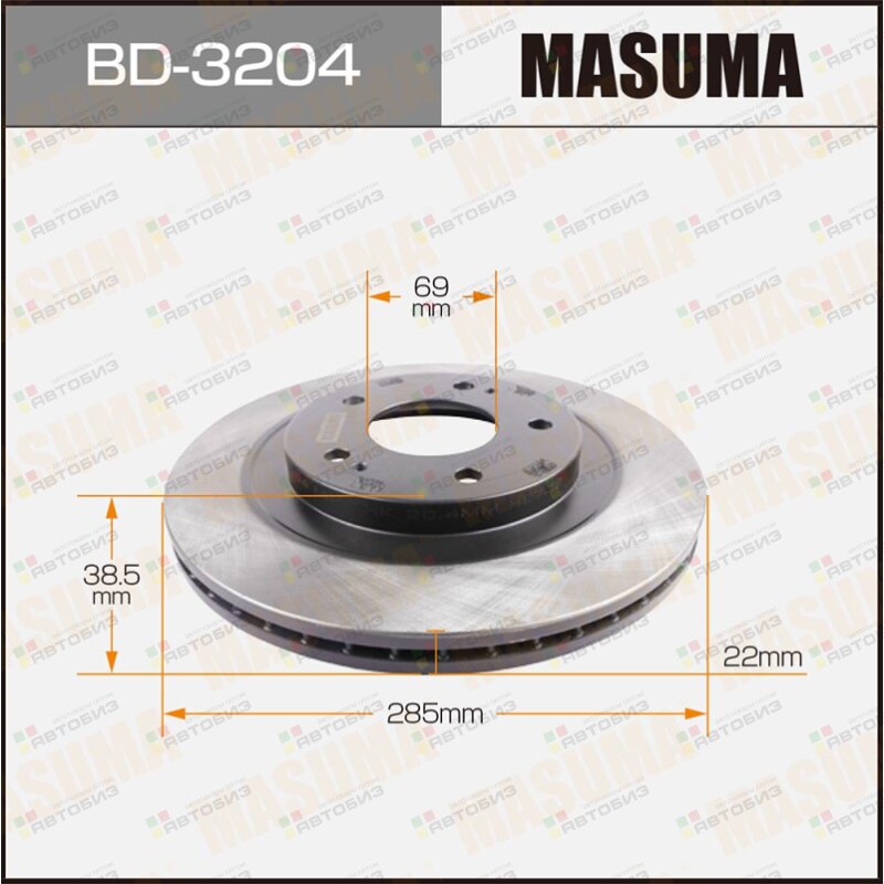 Диск тормозной MASUMA front MITSUBISHI PAJERO IO 98-07 [уп2] MASUMA BD3204