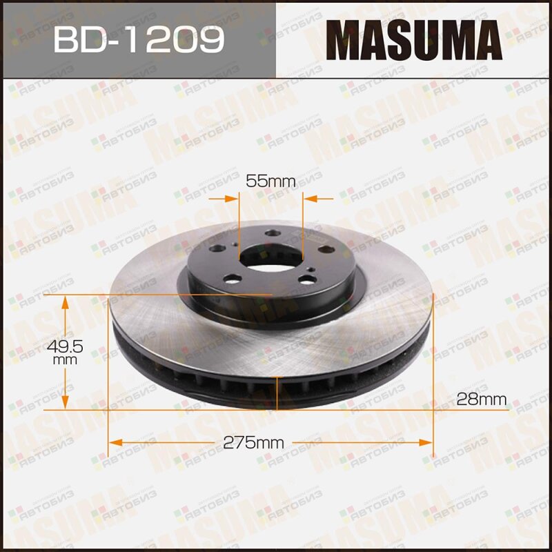 ДИСК ТОРМОЗНОЙ MASUMA CALDINA/ AT211 CT216 ST21 MASUMA BD1209