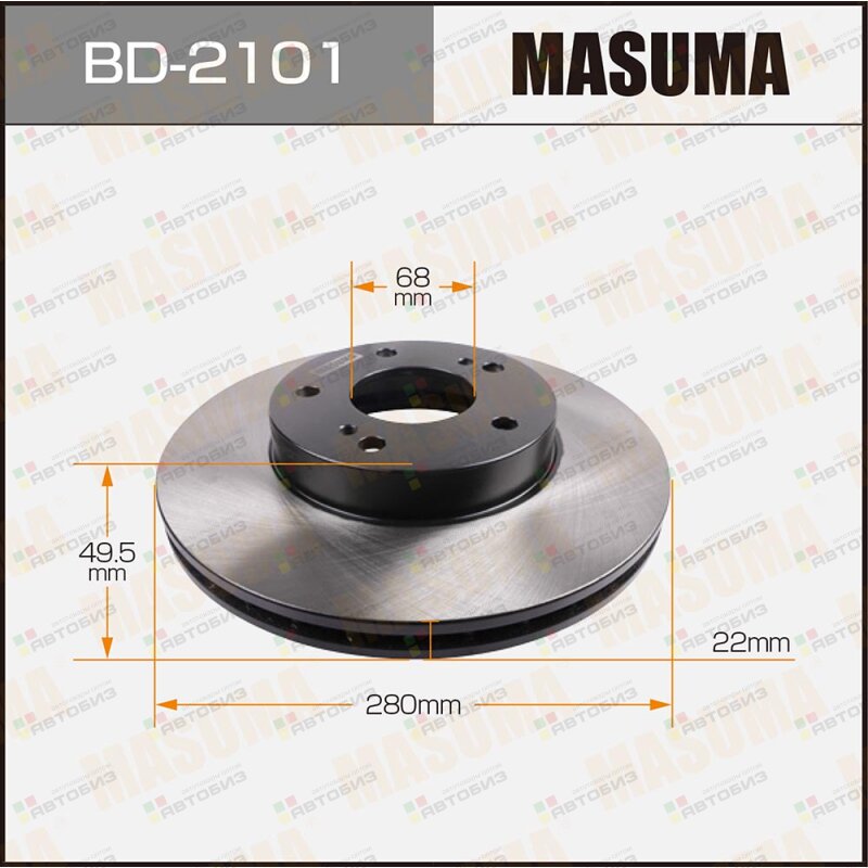 Диск тормозной MASUMA front NISSAN AVENIR/ W11 98-05 [уп2] MASUMA BD2101