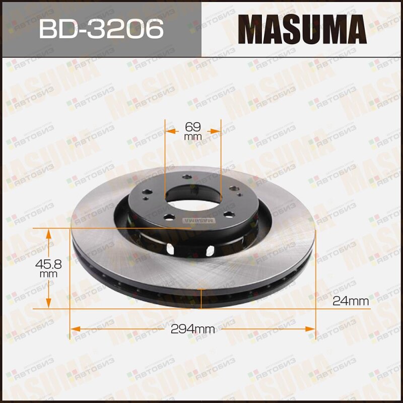 Диск тормозной MASUMA front MITSUBISHI OUTLANDER 03- [уп2] MASUMA BD3206