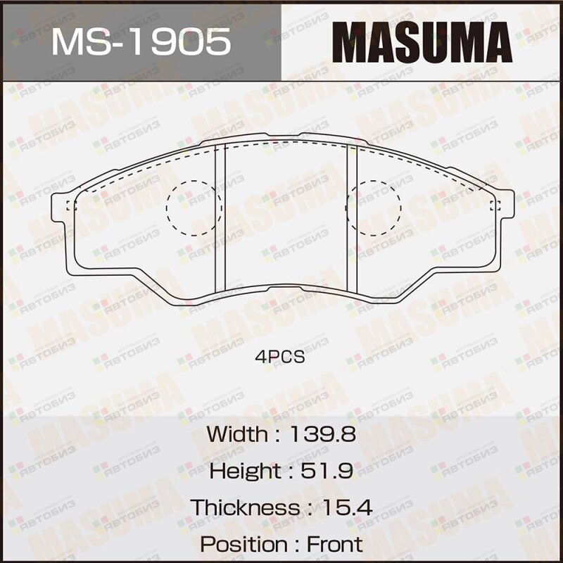 Колодки дисковые MASUMA AN-8178K NP1055 P83096 front (1/12) MASUMA MS1905