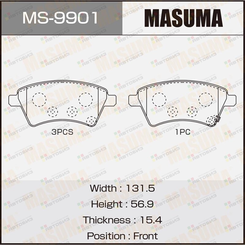 Колодки тормпер MASUMA MS9901