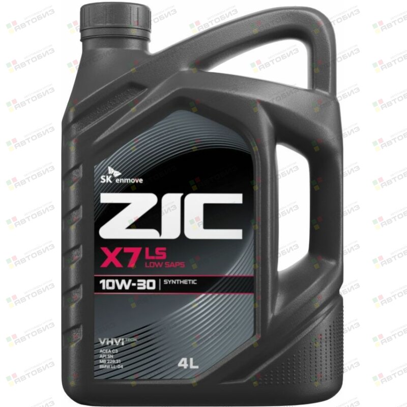 Масло моторное ZIC X7 LS 10w30 SN/SM/CF ACEA C3 4л (бензин синтетика) (1/4) ZIC 162649