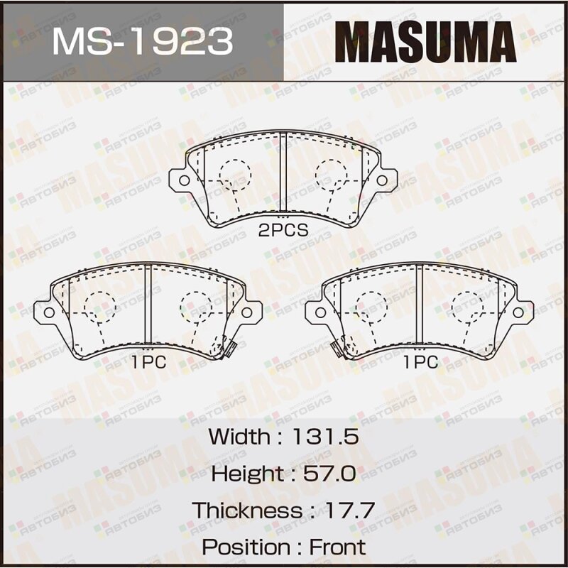 Колодки тормпер к-кт MASUMA MS1923