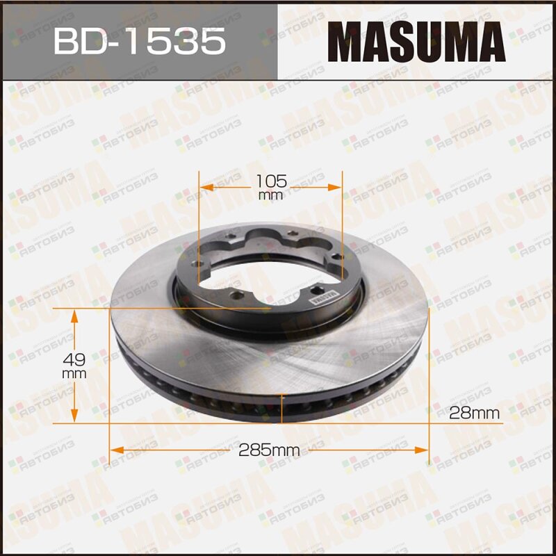 Bd-1535_ Диск Тормозной Передний Toyota Hiace 05  Masuma арт BD-1535 MASUMA BD1535