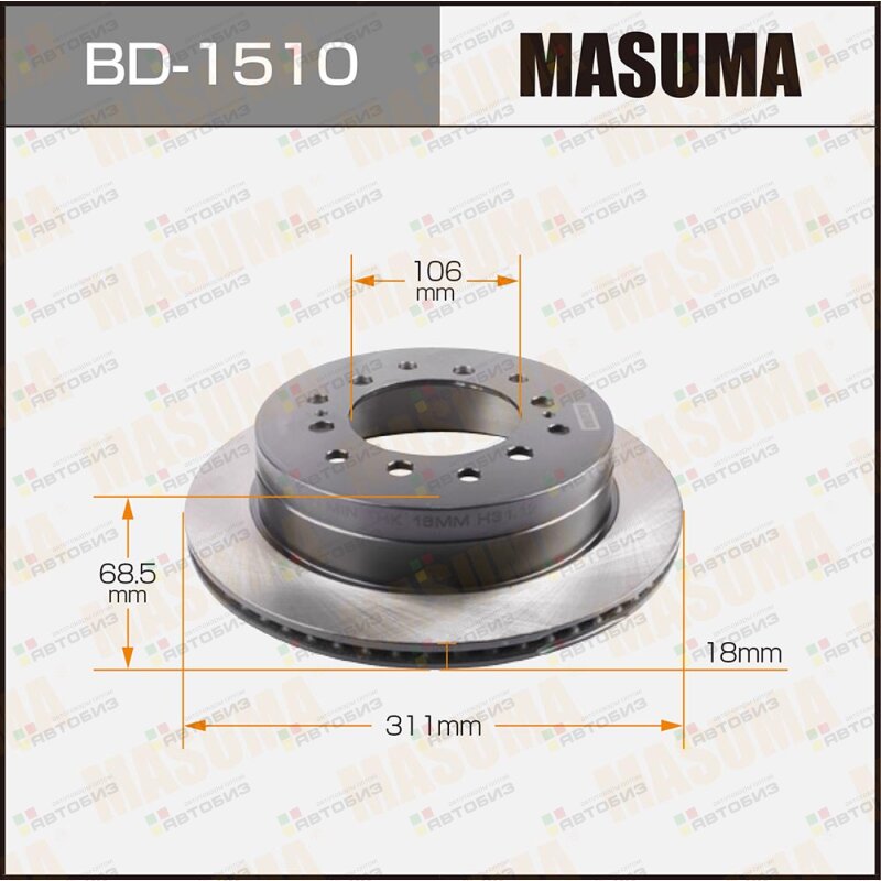 Диск торм задн MASUMA BD1510