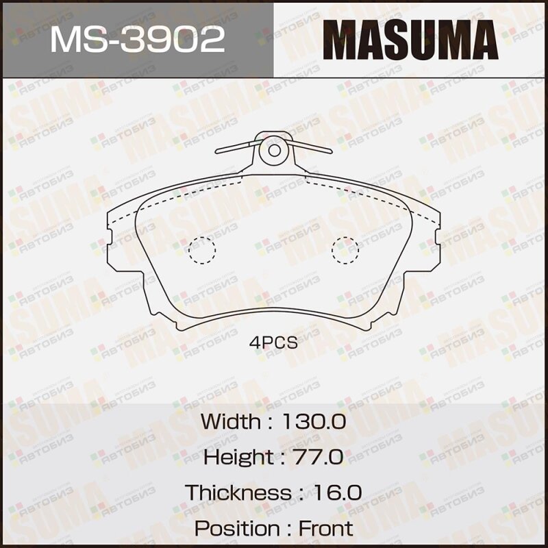 Колодки тормозные дисковые MASUMA MS3902