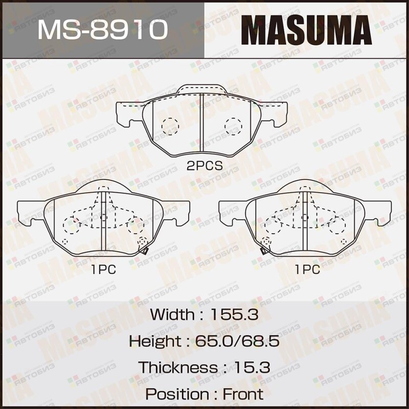 Колодки  дисковые Masuma  MS-8910 ACCORD/ 2000 2200 2400  front MASUMA MS8910