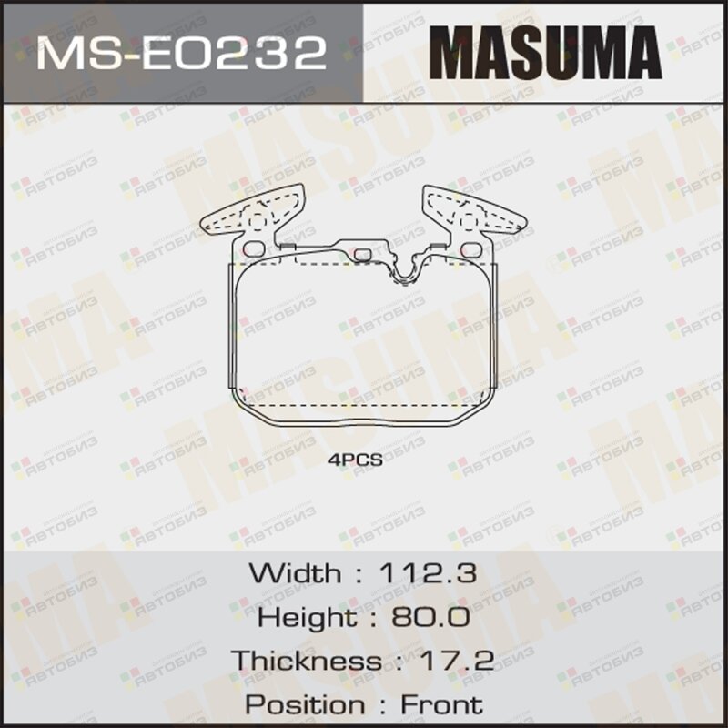 Колодки дисковые MASUMA AN-4803K P06088 front (1/6) MASUMA MSE0232