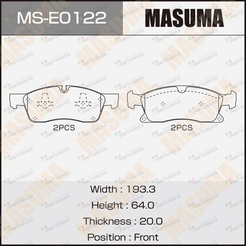 Колодки тормпер MASUMA MSE0122