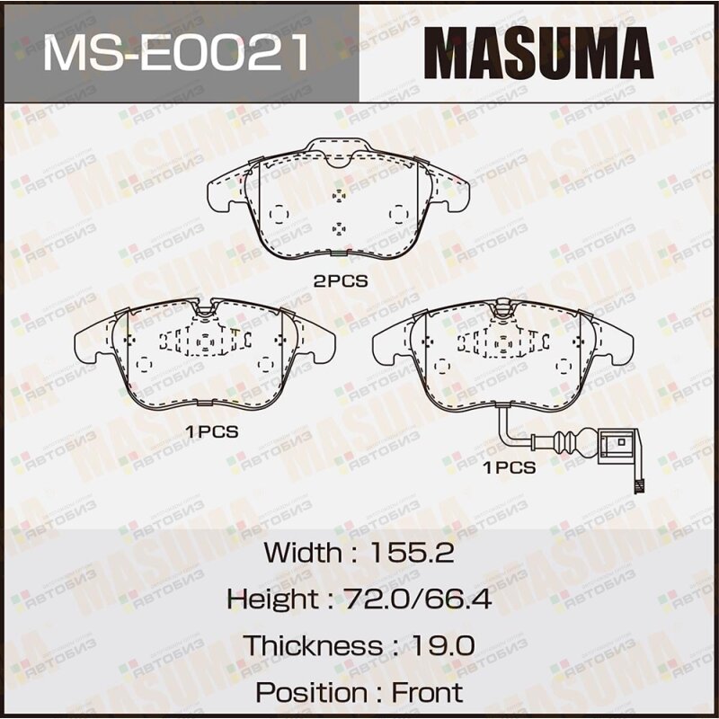 КОЛОДКИ ДИСКОВЫЕ MASUMA FRONT (1/6) MASUMA MSE0021