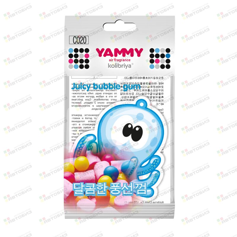 Ароматизатор подвес  картон с пропиткой Осьминог Bubble Gum (1/) YAMMY C020