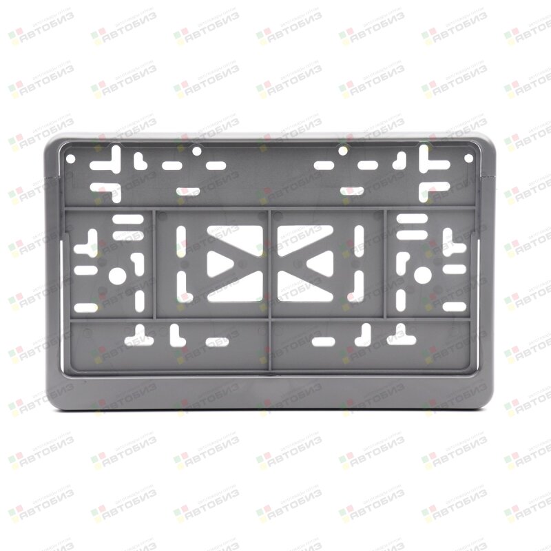 Номера рамка пластм Квадратная с защелкой с широким полем СЕРАЯ (1/30) ДЕЛЬТА ПРО 1155C