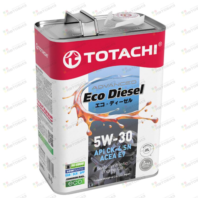 Масло моторное TOTACHI Eco Diesel 5W30 CK-4/E9 полусинтетика 4л (1/6) TOTACHI E2204
