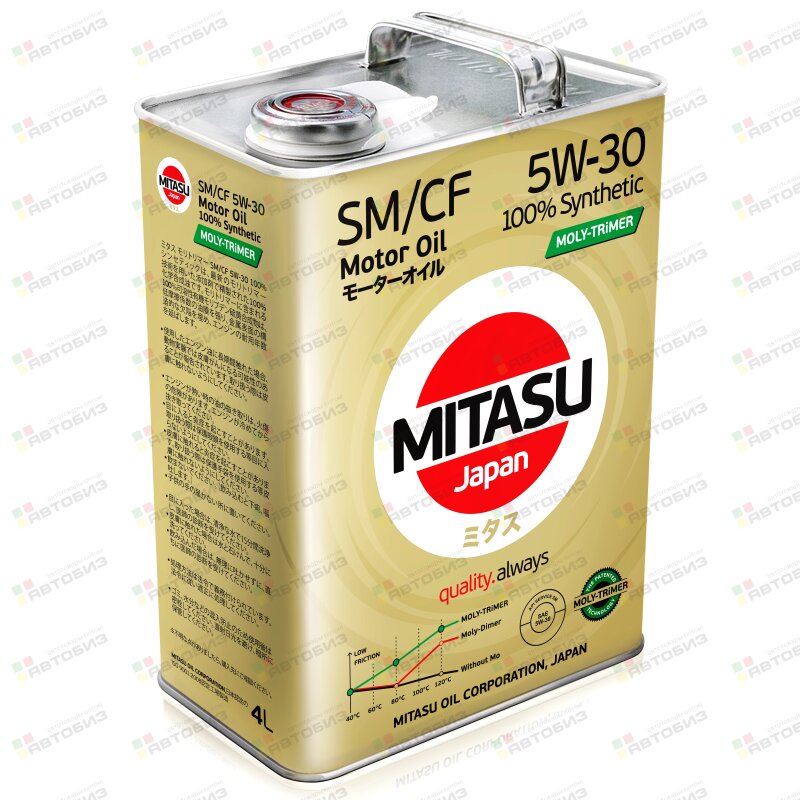 Масло моторное MITASU MOLY-TRIMER 5W30 SM/GF-4 синтетика 4л (1/6) MITASU MJM114