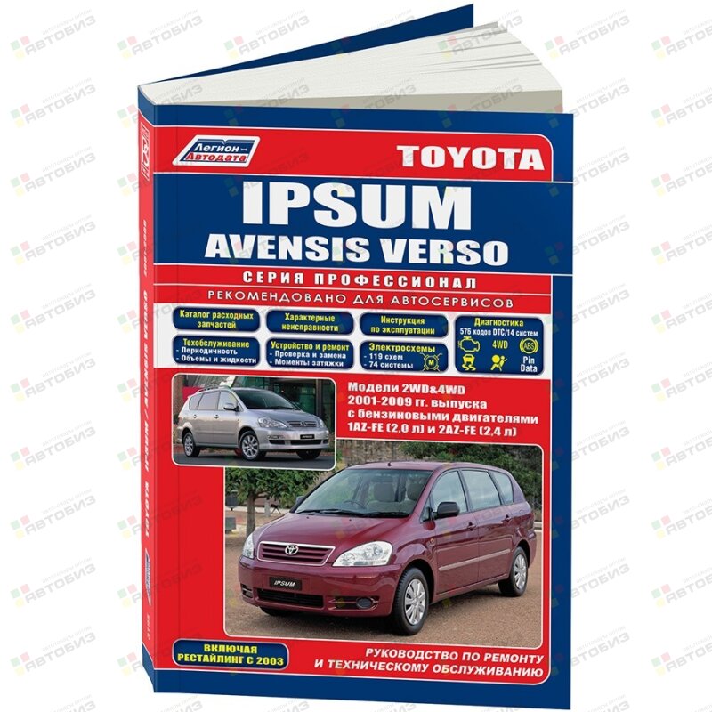 Toyota IPSUM/AVENSIS VERSO Модели 2WD&4WD с 2001 г с двигателями 1AZ-FE и 2AZ-FE (1/6) ЛЕГИОН-АВТОДАТА 3195