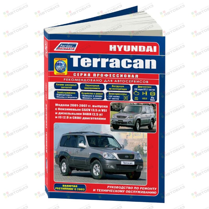 Hyundai Terracan с 2001 (диз и бенз) Устройство техническое обслуживание и ремонт ЛЕГИОН-АВТОДАТА 3250