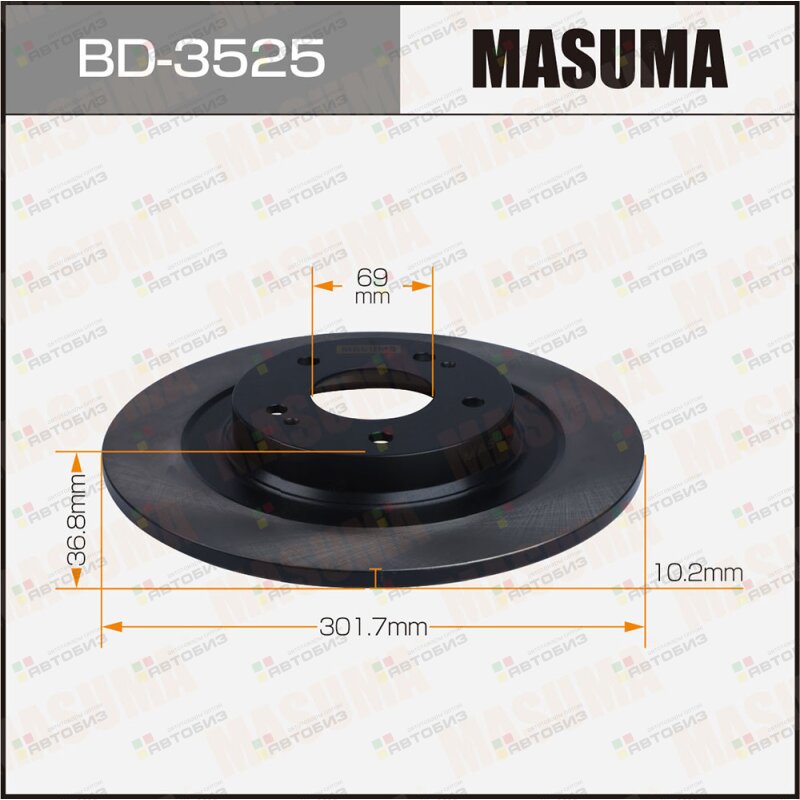 Диск тормозной MASUMA rear MITSUBISHI OUTLANDER ECLIPSE CROSS / GF8W GK1W [уп2] MASUMA BD3525