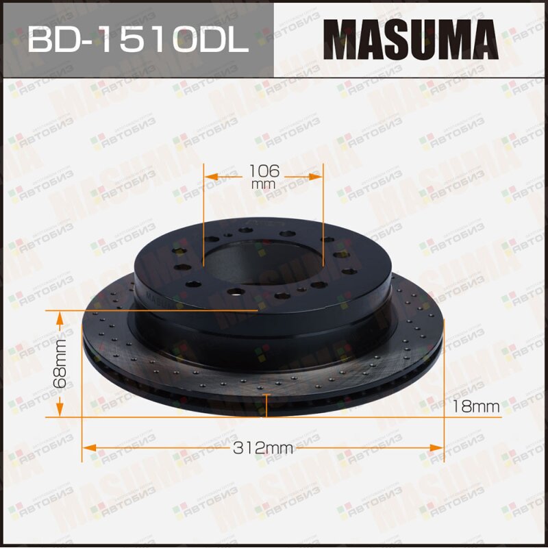 Диск тормозной MASUMA перфорированный rear TOYOTA LAND CRUISER / KDJ90L LH MASUMA BD1510DL