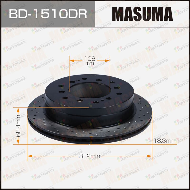 Диск тормозной MASUMA перфорированный rear TOYOTA LAND CRUISER / KDJ90L RH MASUMA BD1510DR