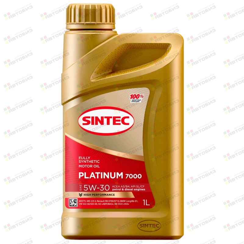 Масло моторное SINTEC PLATINUM 7000 5W30 SL/CF синтетика 1л (1/12) SINTEC 600143