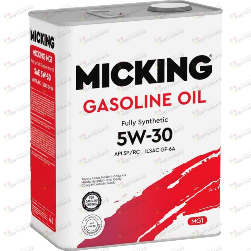 Масло моторное MIСKING Gasoline MG1 5W30 SP/GF-6 синтетика 4л (1/6) MICKING 75376