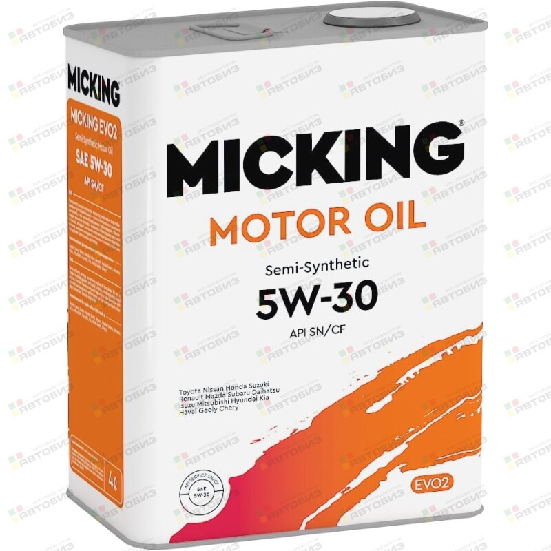 Масло моторное MIСKING Motor Oil EVO2 5W30 SN/CF полусинтетика 4л (1/6) MICKING M2151