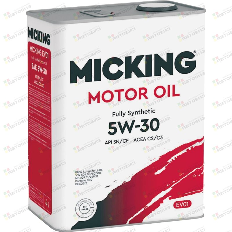 Масло моторное MIСKING Motor Oil EVO1 5W30 SN/CF C2/C3синтетика 4л (1/6) MICKING M3123