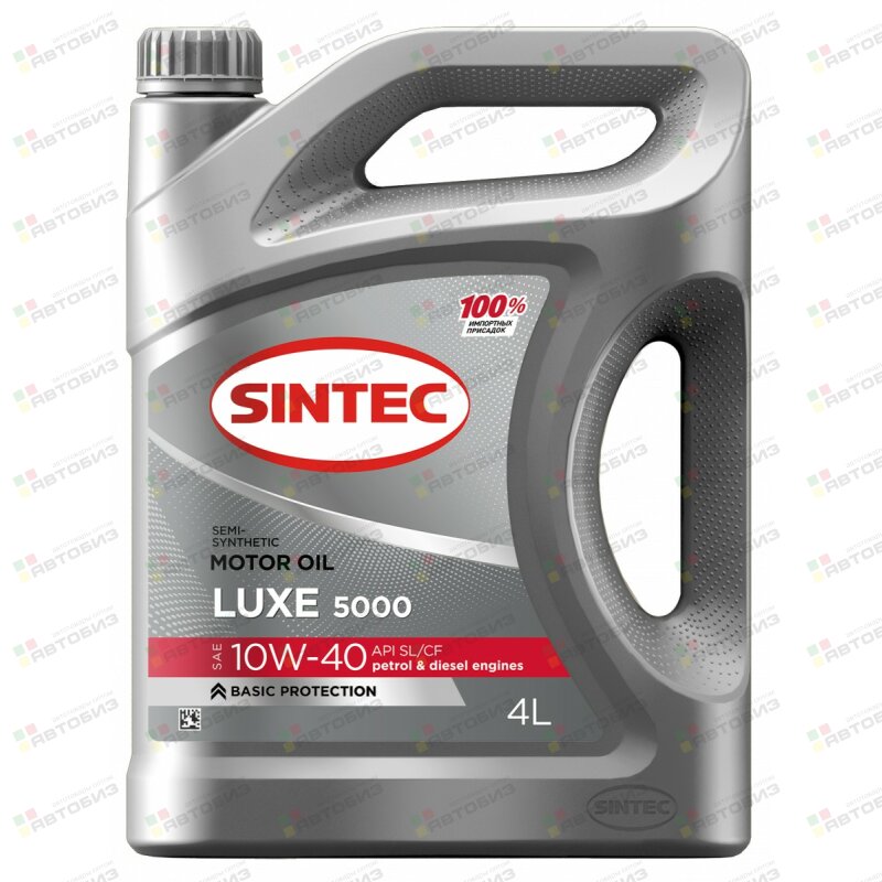 Масло моторное SINTEC LUXE 5000 10W40 SL/CF полусинтетика 4л (1/4) SINTEC 600232