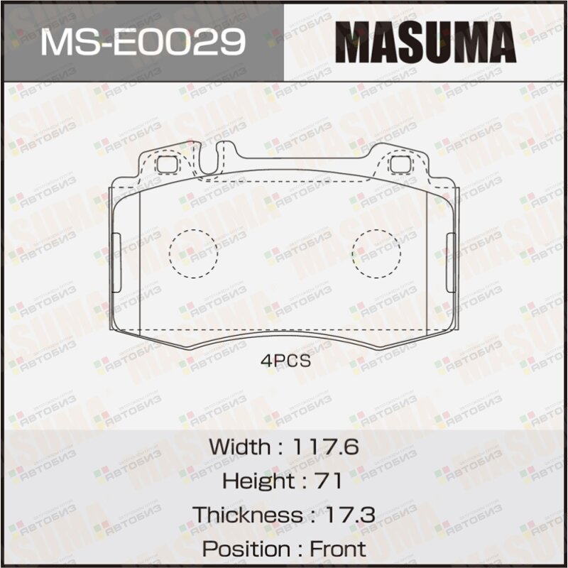 Колодки  Дисковые  Masuma  Ms-E0029 Front Masuma арт MSE0029 MASUMA MSE0029