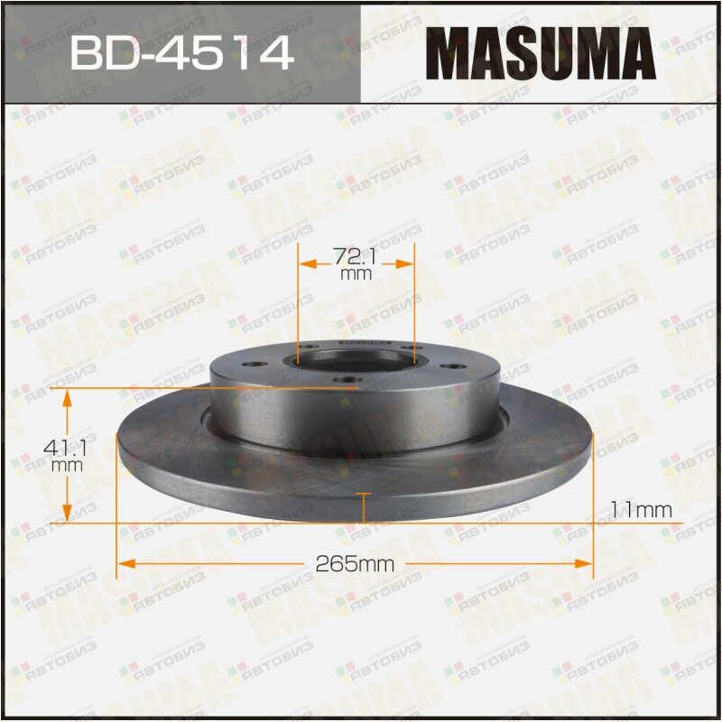 Диск тормозной MASUMA rear MAZDA AXELA / BK5P BKEP [уп2] MASUMA BD4514