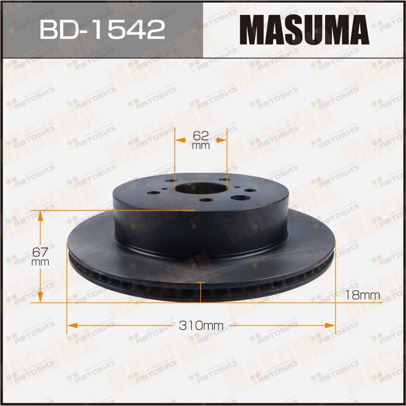 Диск тормозной MASUMA rear TOYOTA / LEXUS CROWN GS450H / GRS200 GWS191 MASUMA BD1542