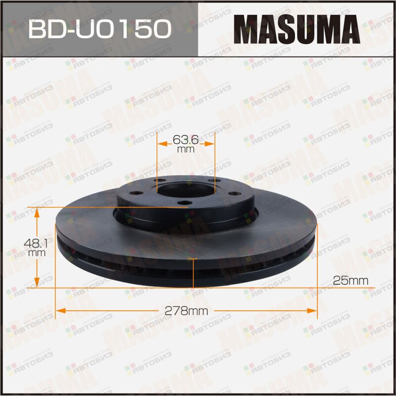 Диск тормозной MASUMA front FORD FOCUS 11-15 [уп2] MASUMA BDU0150