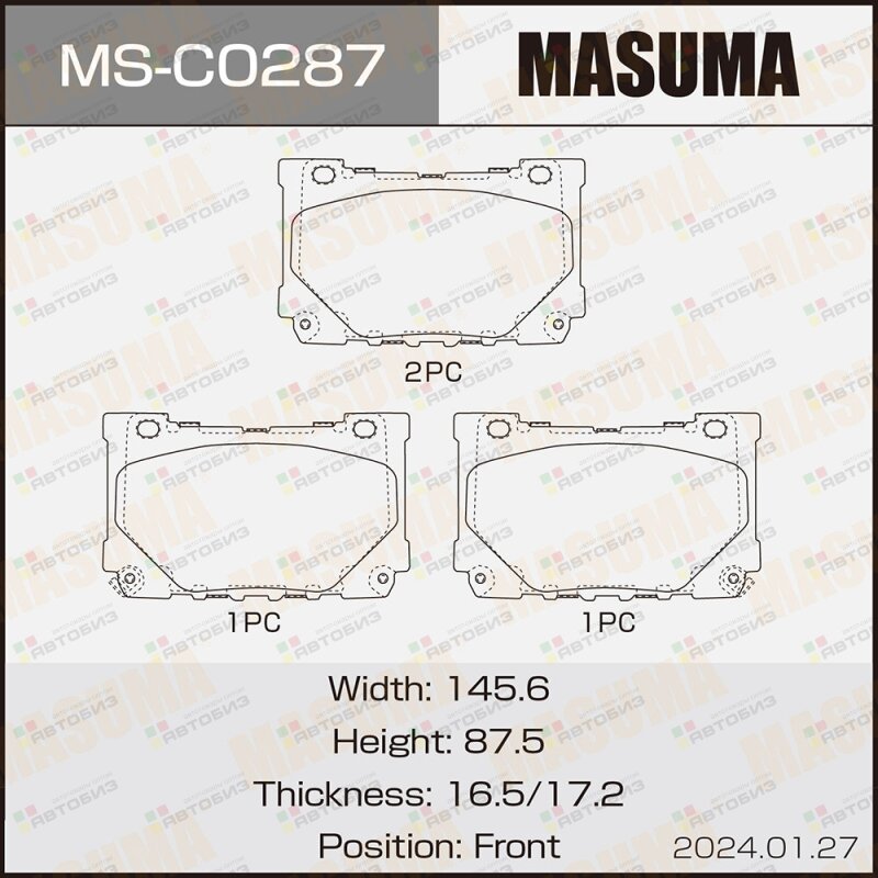 Колодки дисковые  front (1/12) MASUMA MSC0287