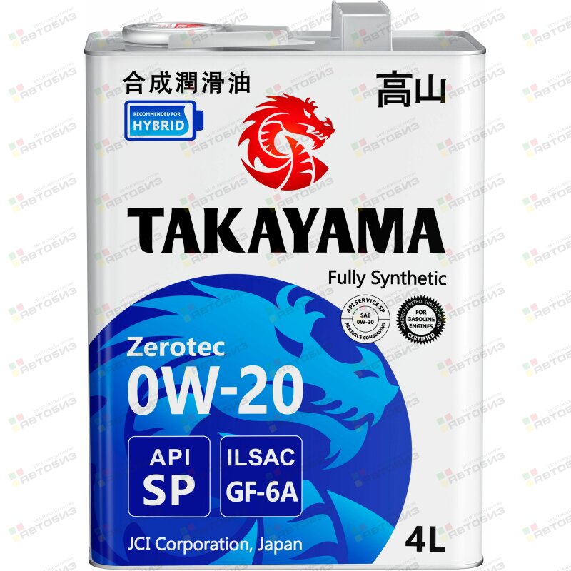Масло моторное TAKAYAMA Zerotec 0W20 GF-6A SP синтетика жестяная тара 4л (1/4) TAKAYAMA 605599