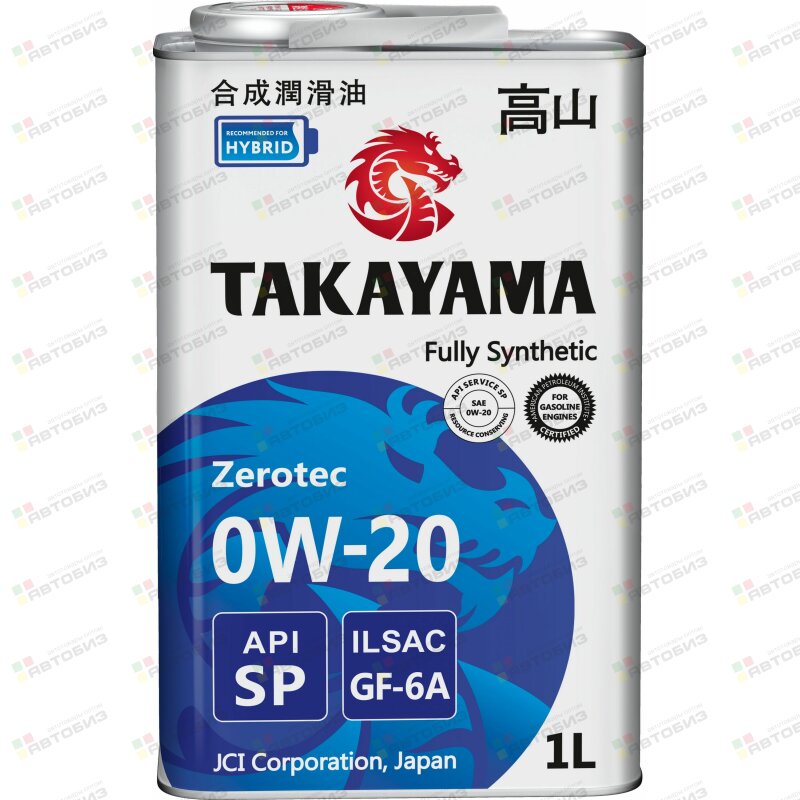 Масло моторное TAKAYAMA Zerotec 0W20 GF-6A SP синтетика жестяная тара 1л (1/12) TAKAYAMA 605598