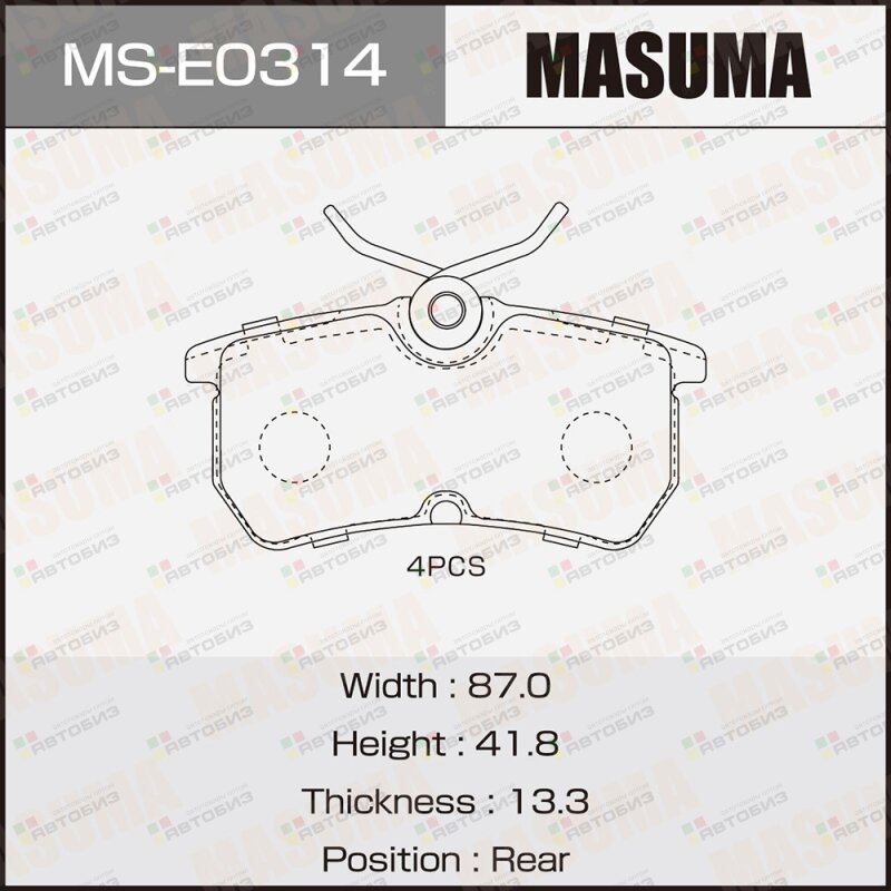 Колодки тормозные дисковые MASUMA MSE0314