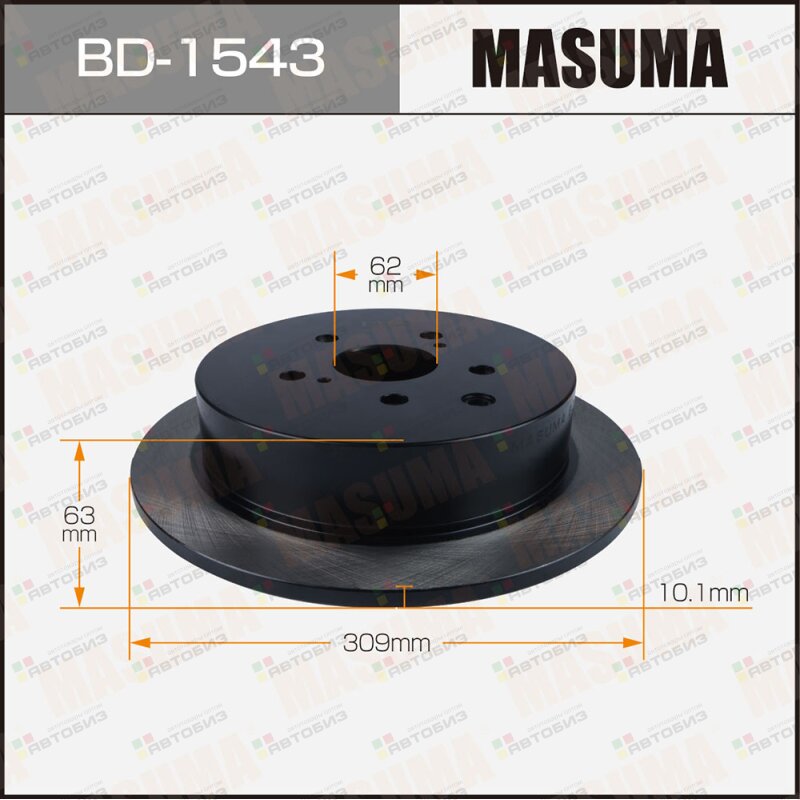 Диск тормозной MASUMA rear TOYOTA HIGHLANDER / GSU50L ASU50L 13- MASUMA BD1543