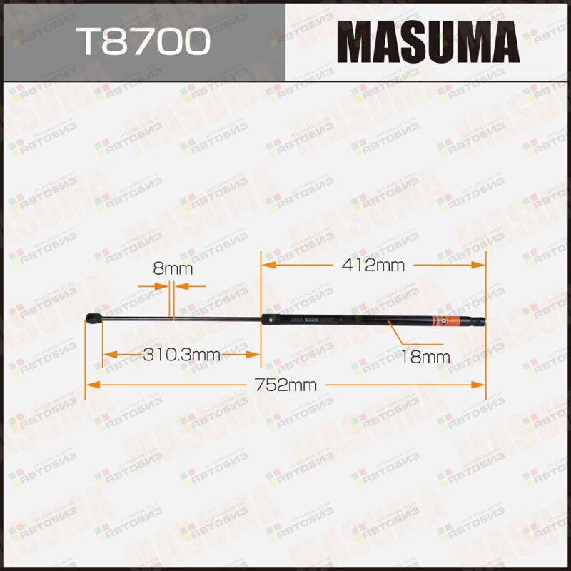 Упор газовый капота  L=752mm (1/40) MASUMA T8700